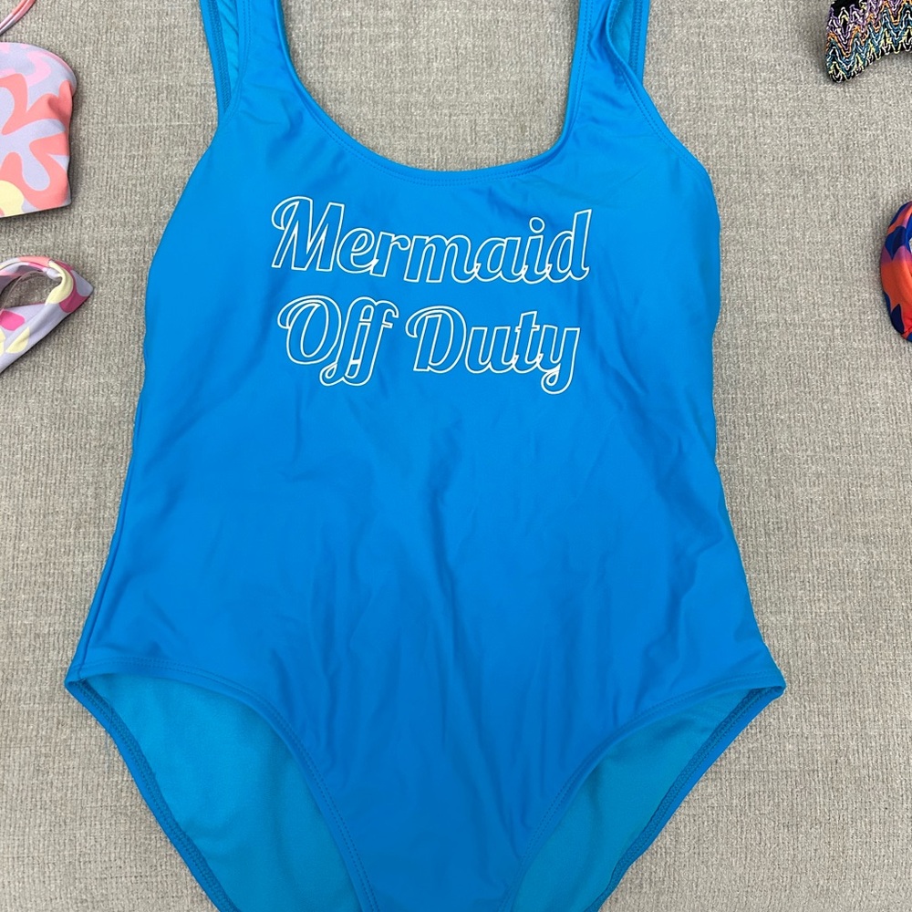 Blue One-Piece Swimsuit "Mermaid Off Duty"